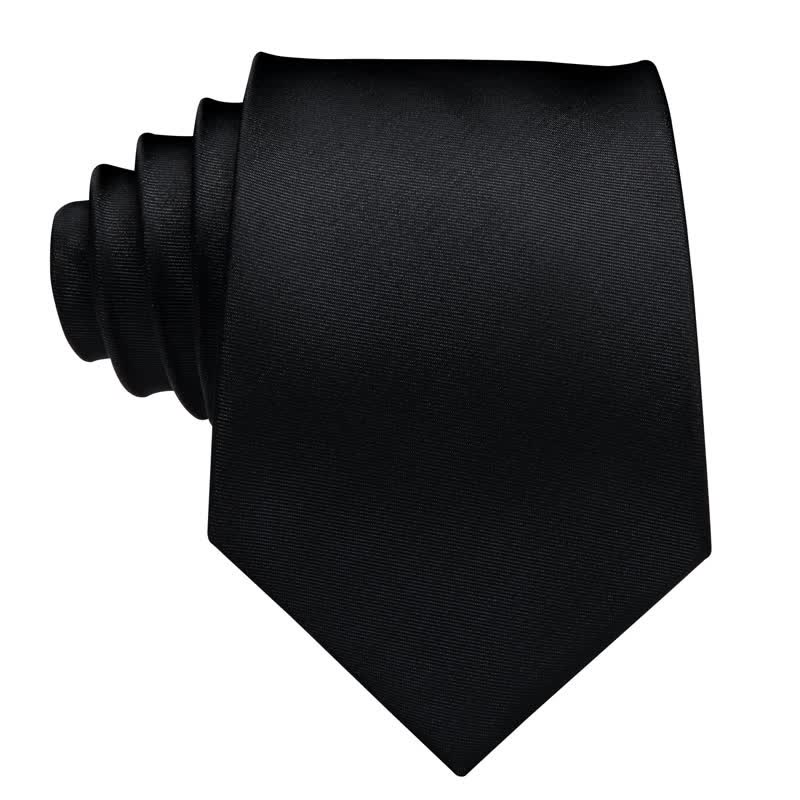 3Pcs Black Men's Noble Solid Color Necktie Set