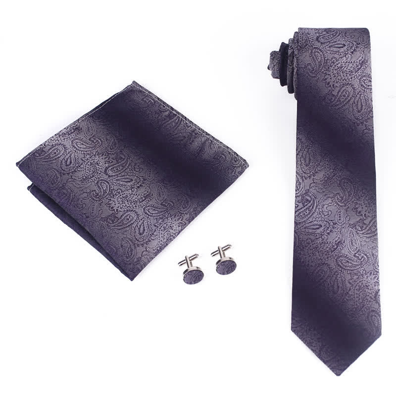 3Pcs Men's Gradient Color Paisley Necktie Set