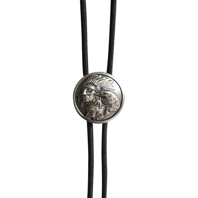 Cowboy Carving Indian Cheif Head Bolo Tie