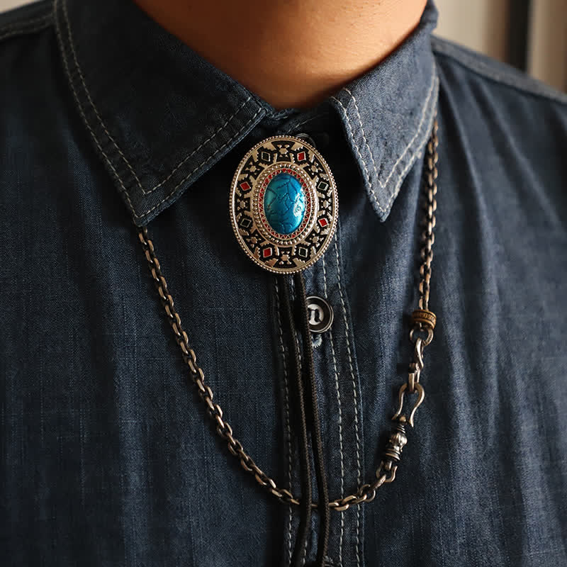 Classic Native Indian Totem Bolo Tie