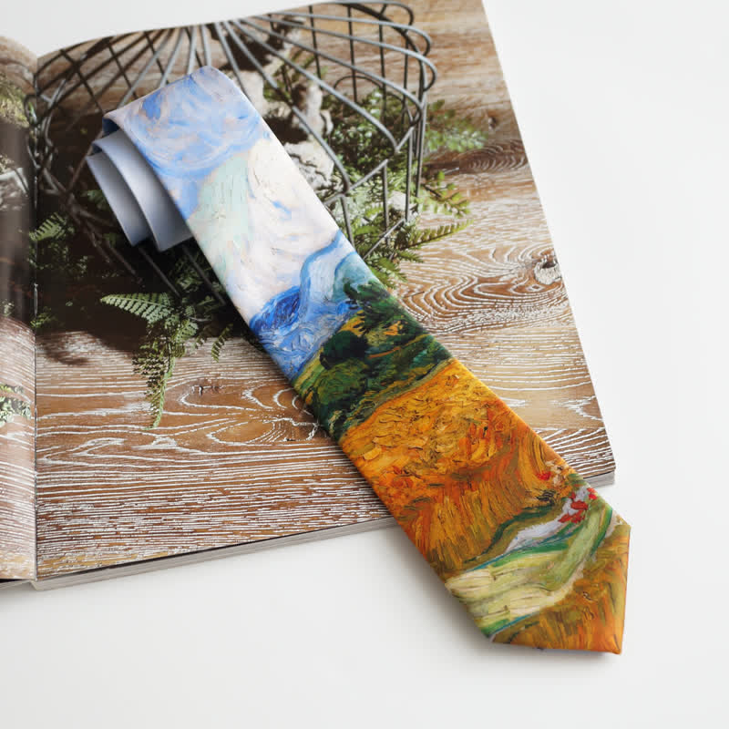 Men's Oil Painting Wheat Field Necktie