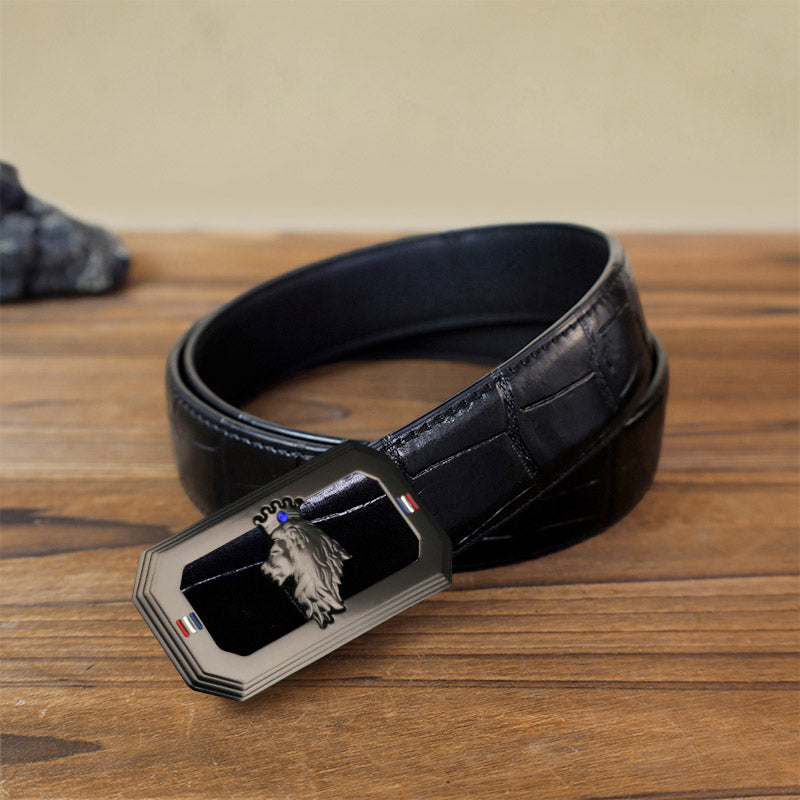 Men's DIY Lion King Automatic Buckle Leather Belt