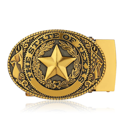 Men's DIY Texas Pentagram Automatic Buckle Leather Belt