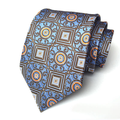 Men's Royal Geometric Medallion Flower Necktie