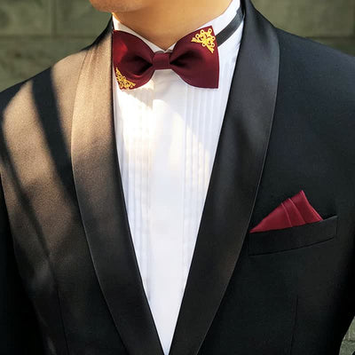 Men's Gold Embellishment Wedding Bow Tie