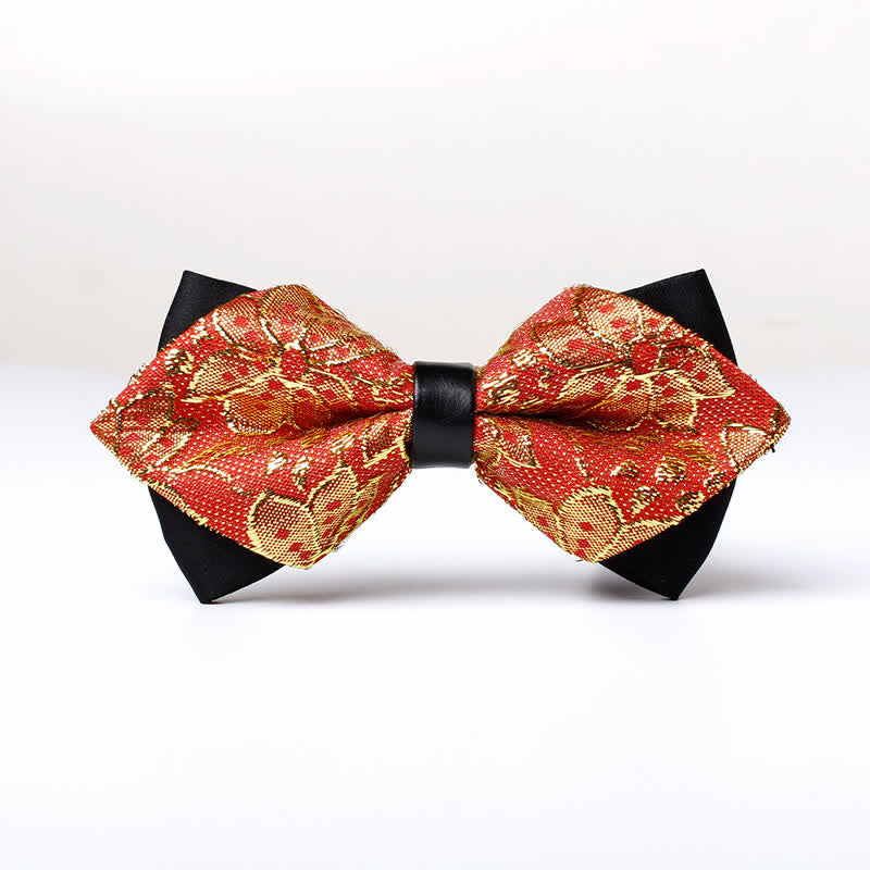 Men's Gold Hue Paisley Pointed Bow Tie