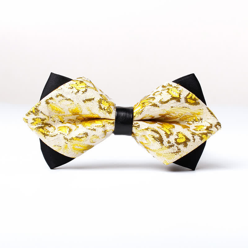 Men's Gold Hue Paisley Pointed Bow Tie