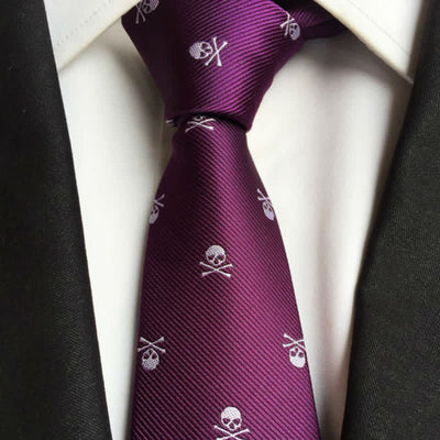 Men's Halloween Skeleton Cross Bones Necktie