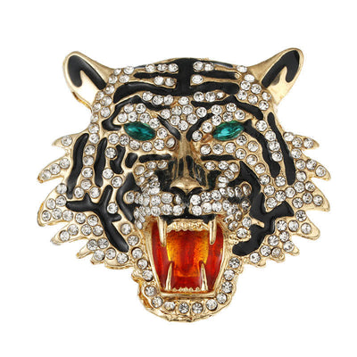 Men's Retro Tiger Head Brooch