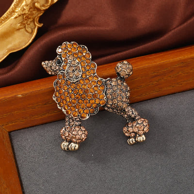 Women's Rhinestone Poodle Dog Brooch