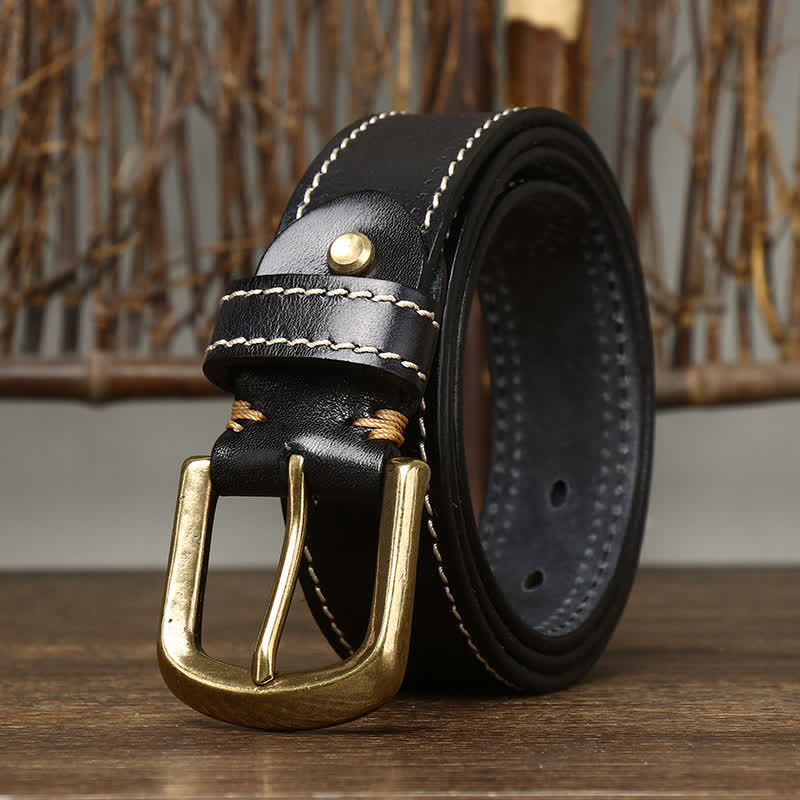 Men's Luxury Stitched Cowhide Leather Belt