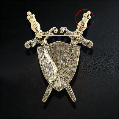 Men's Warrior Sword And Shield Brooch