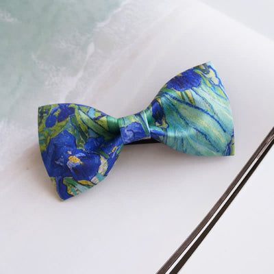 Men's Creative Oil Printing Green Iris Bow Tie