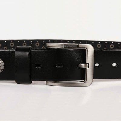 Motorcycle Jeans Heavy Metal Rivet Leather Belt