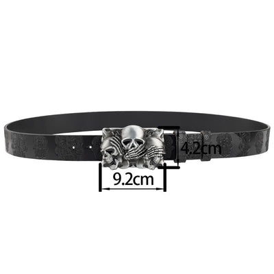 Men's Gothic Horrible Laugh Skeleton Leather Belt