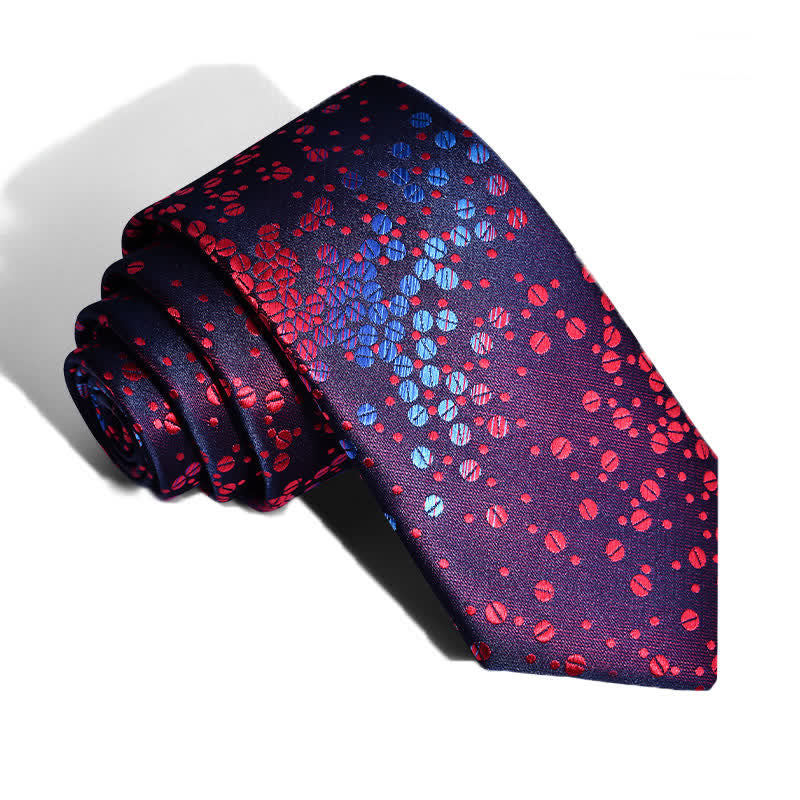 Men's Blue & Red Small Circles Gradient Necktie