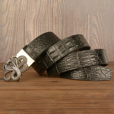 Men's Curled Cobra Alligator Pattern Leather Belt