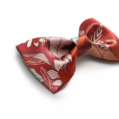 Men's Red Flower Printed Wedding Bow Tie
