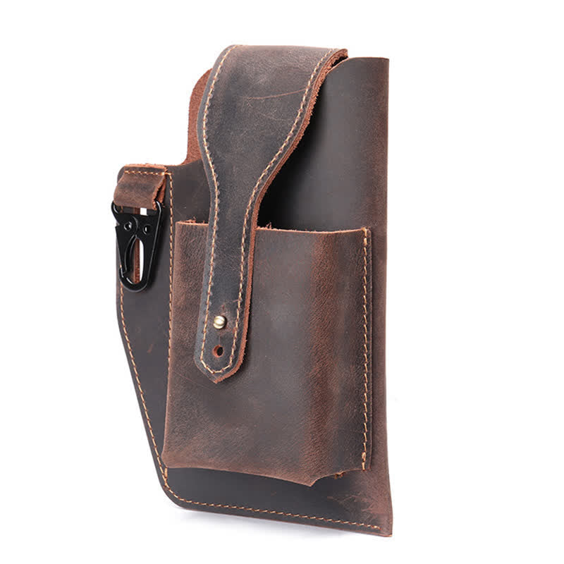 Minimalist Phone Crazy Horse Leather Belt Bag