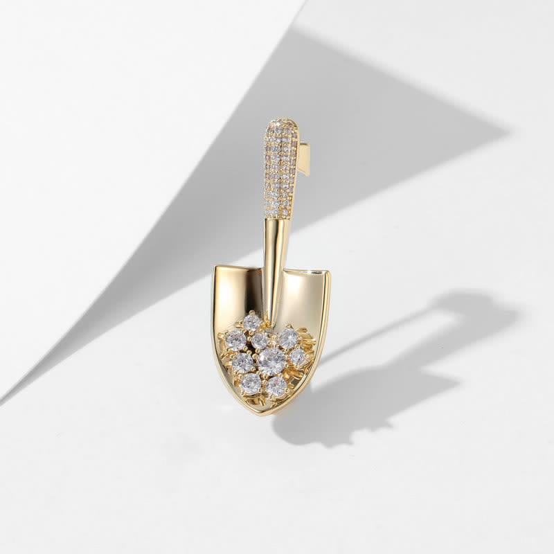 Unisex Plated Mini Shovel Brooch