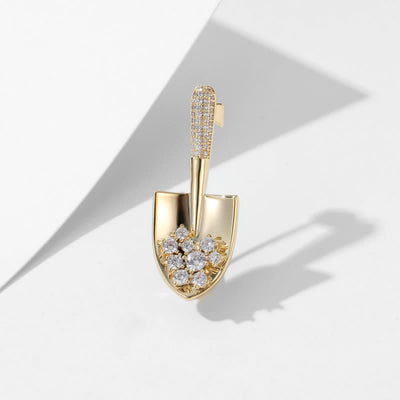 Unisex Plated Mini Shovel Brooch