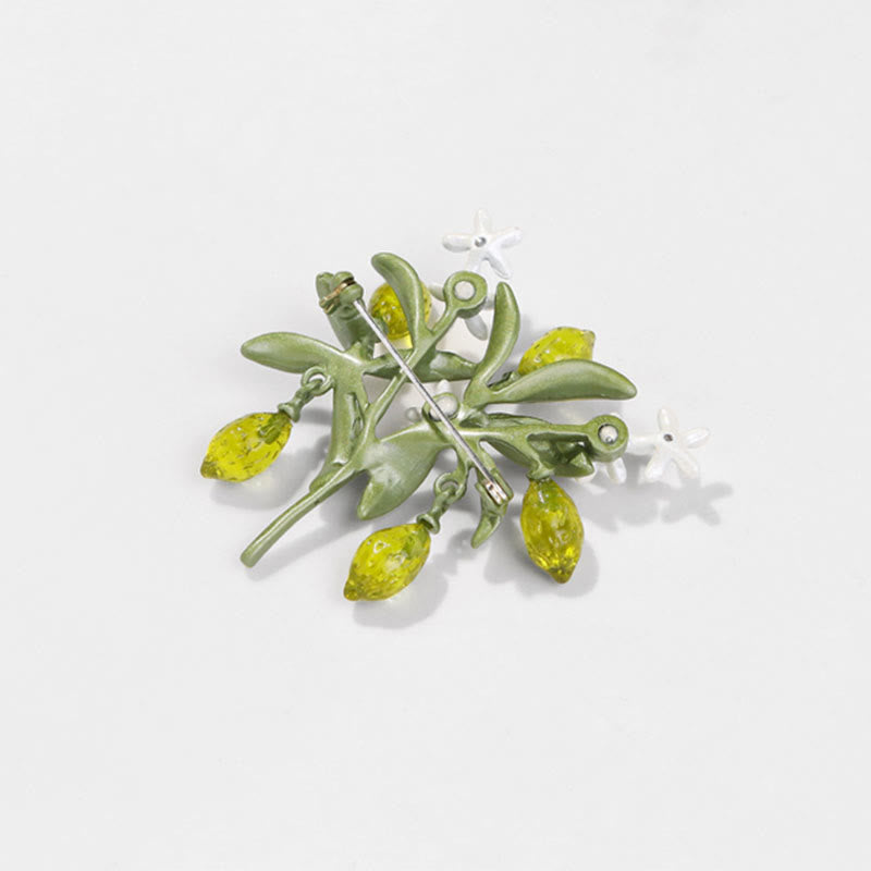 Women's Green Plant Lemon Drop Brooch