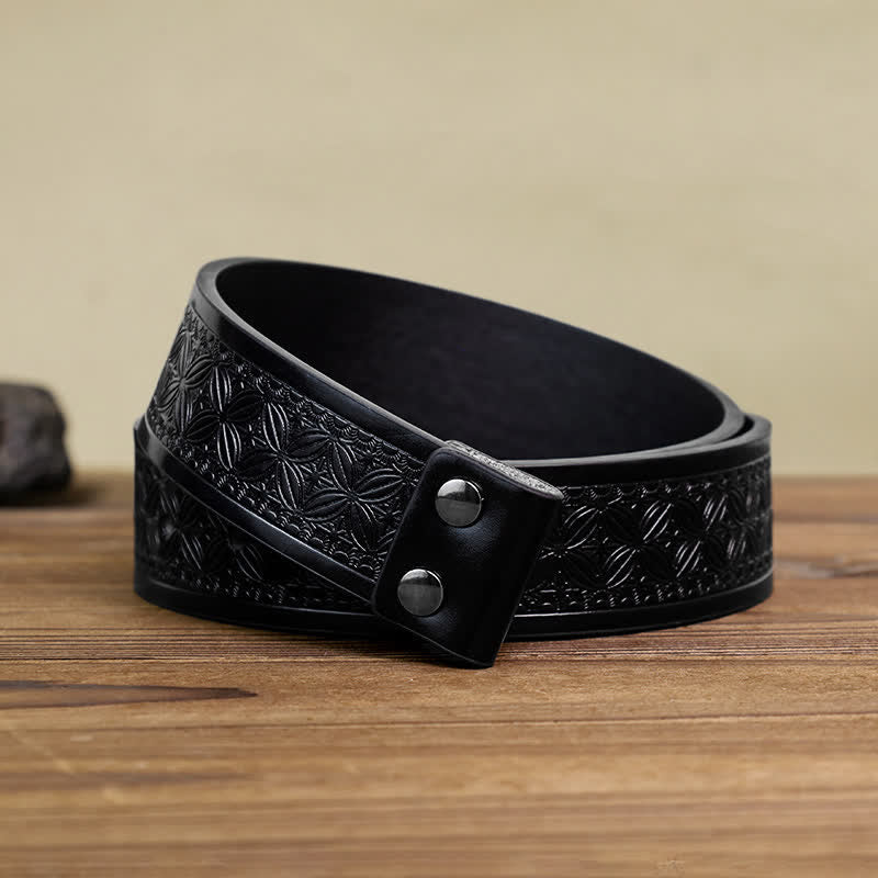 Men's DIY Three Crosses Attitude Buckle Leather Belt