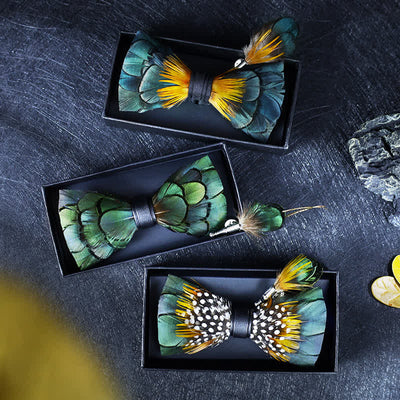 Green Classic Feather Bow Tie Collection Bundle