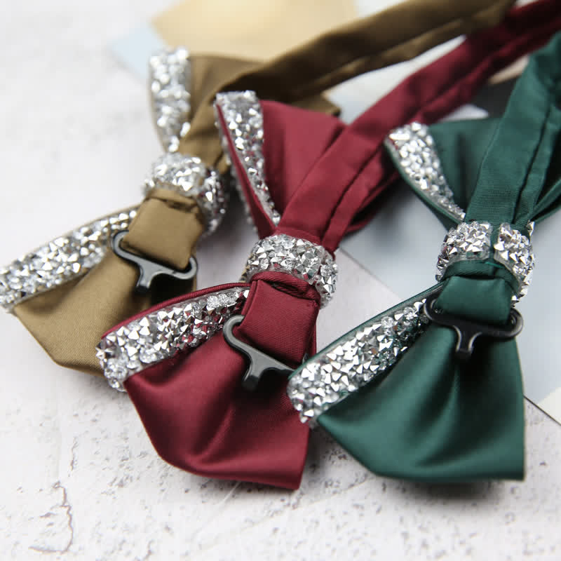 Men's Glittering Rhinestone Wedding Bow Tie