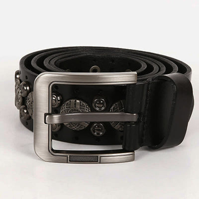 Motorcycle Jeans Heavy Metal Rivet Leather Belt