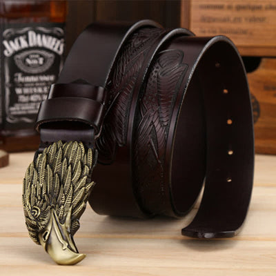 Men's Sharp Eyes 3D Vulture Head Eagle Buckle Leather Belt