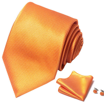 3Pcs Orange Men's Sunny Solid Color Necktie Set