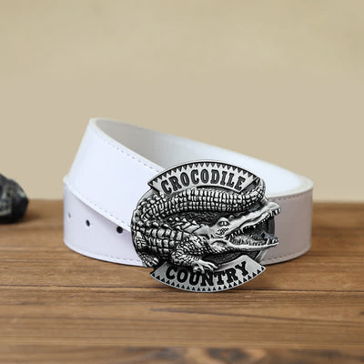 Men's DIY Jungle Crocodile Country Buckle Leather Belt