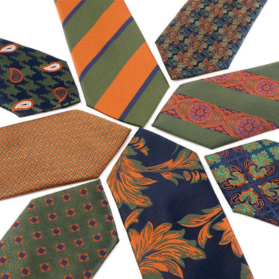 Men's Forest Green Orange Series Necktie