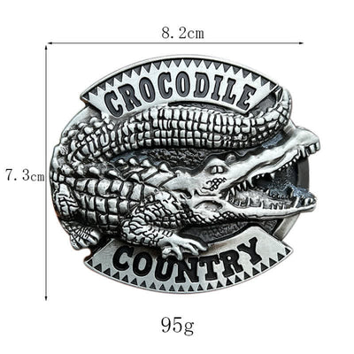 Men's DIY Jungle Crocodile Country Buckle Leather Belt