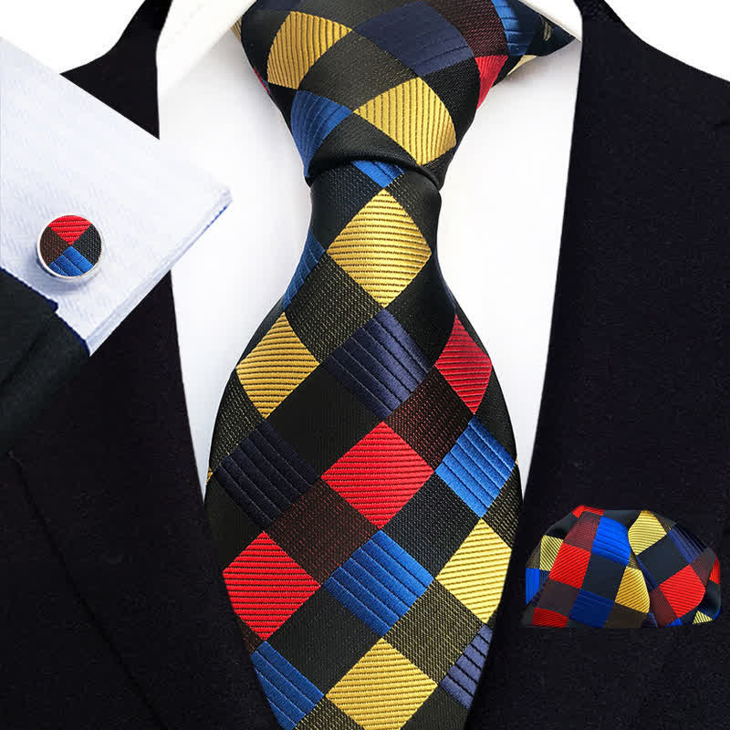 3Pcs Men's Chic Colorful Striped Necktie Set