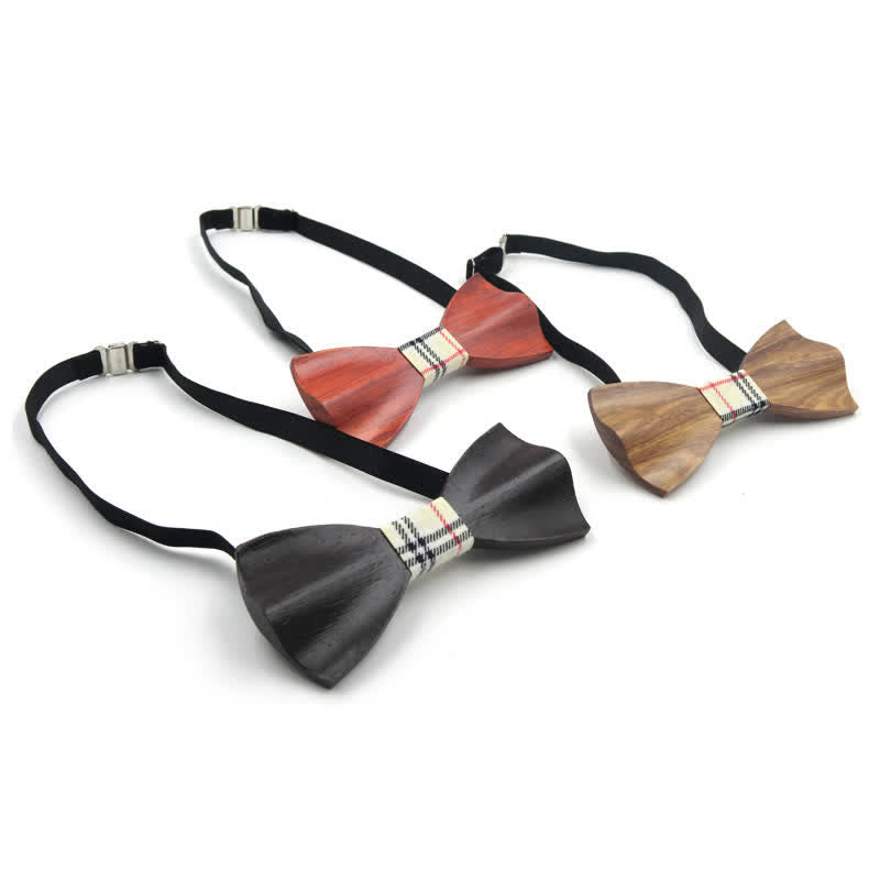 Men's Classy 3D Curved Wooden Bow Tie