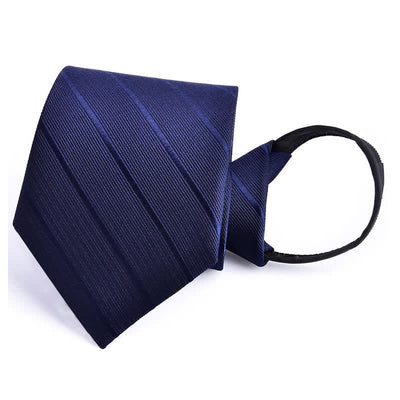 Men's Bussiness Zipper Tie Plaid Striped Necktie