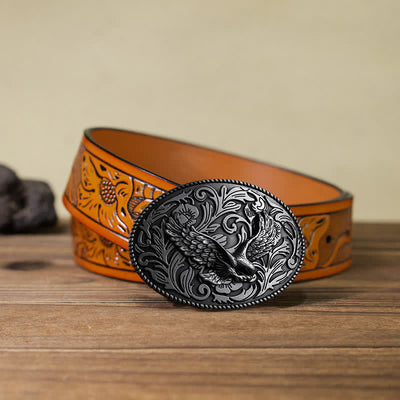 Men's DIY Animal Flying Eagle Buckle Leather Belt