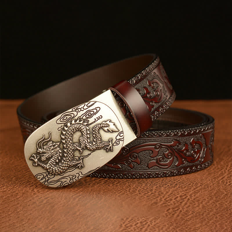 Men's Dragon Soaring In The Sky Leather Belt