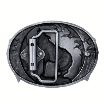 Men's DIY Enamel Domineering Howling Wolf Buckle Leather Belt