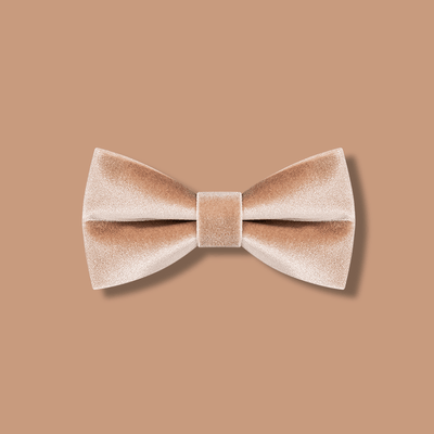 Men's Champagne Solid Color Velvet Bow Tie