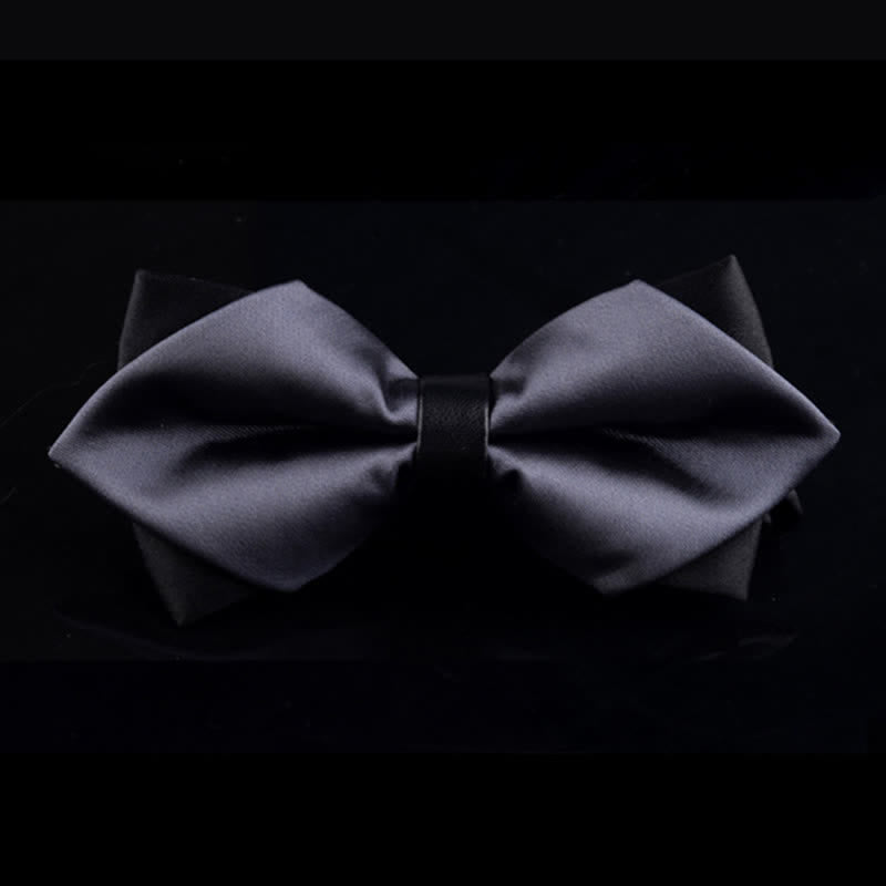 Men's Dark Gray Double-layer Pointy Bow Tie