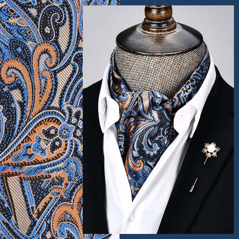 SteelBlue Modern Men's Grandeur Floral Ascot Paisley Cravat