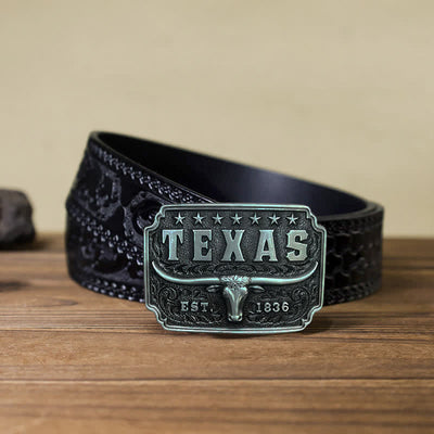 Men's DIY Cowboy Texas Buckle Leather Belt