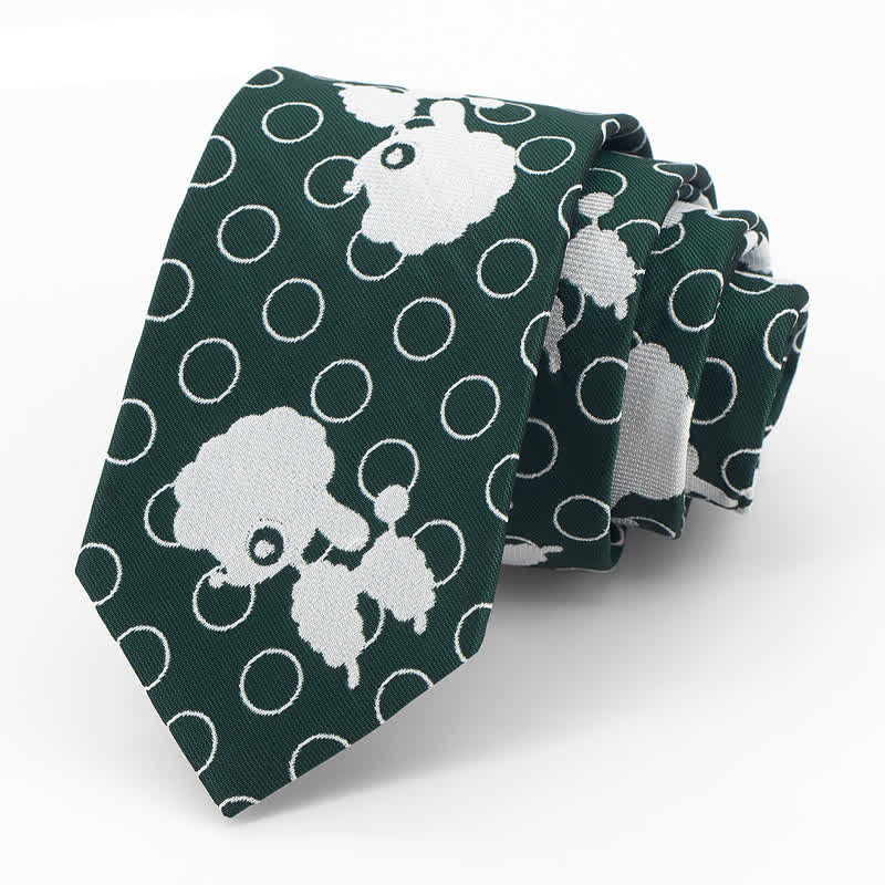 Men's Green & White Sheep Necktie