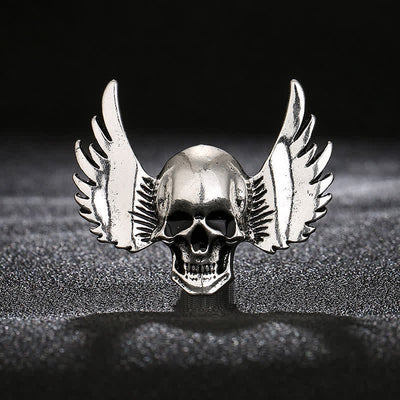 Men's Laughing Skull With Wings Brooch Pin