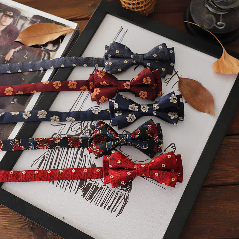 Men's Retro Floral Leaves Bow Tie