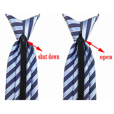 Men's British Zipper Tie Striped Necktie