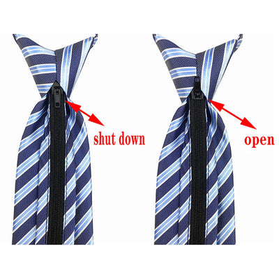 Men's Preppy Zipper Tie Thin Striped Necktie